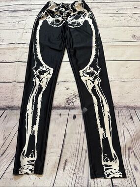 Women's Black Skeleton Print leggings